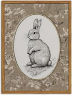 Framed Vintage Rabbit Wall Art, Cute Easter Bunny Pictures Wall Decor, Rustic Farmhouse Animal Paintings Canvas Prints Cottagecore Home Decor for Nursery Living Room Bedroom 16x24 inch