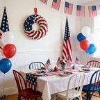 18 Inch Patriotic Red White Blue Wreath for Front Door, 4th of July Soft Touch Flower Wreath for Indoor Outdoor, Independence Day Memorial Day American Flag Wreaths