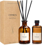 Reed Diffuser Set, 8.12 fl.oz Citrus Scent Oil Diffuser with Sticks, Long-Lasting Home Fragrance Reed Diffuser for Bathroom Shelf Decor, Air Freshener Room Diffuser