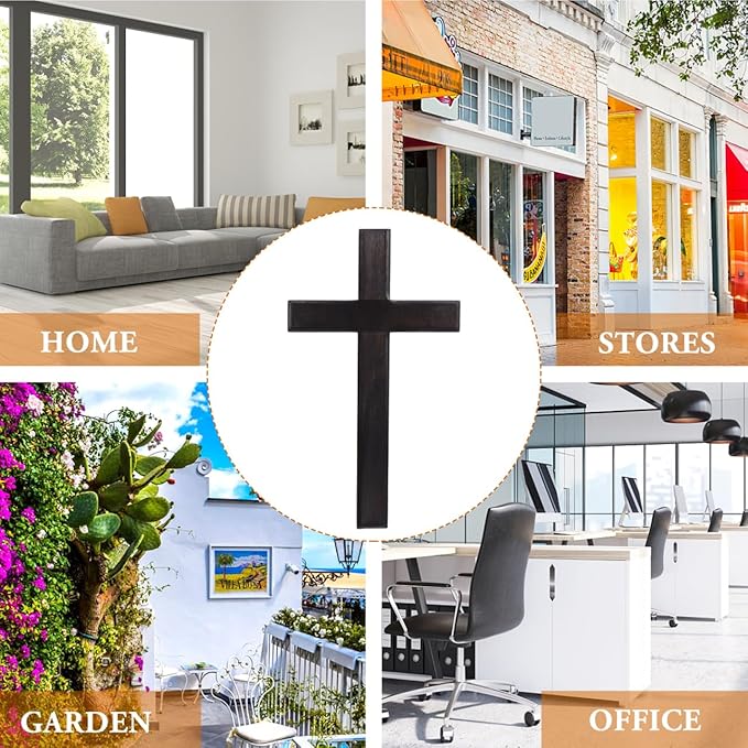 BESPORTBLE Cross for Wall Decor: 11 Inch Large Wooden Crosses Hanging Art for Home Bedroom Prayer Room Rustic Christian Catholic Metal Iron Crucifix Wood Black Craft