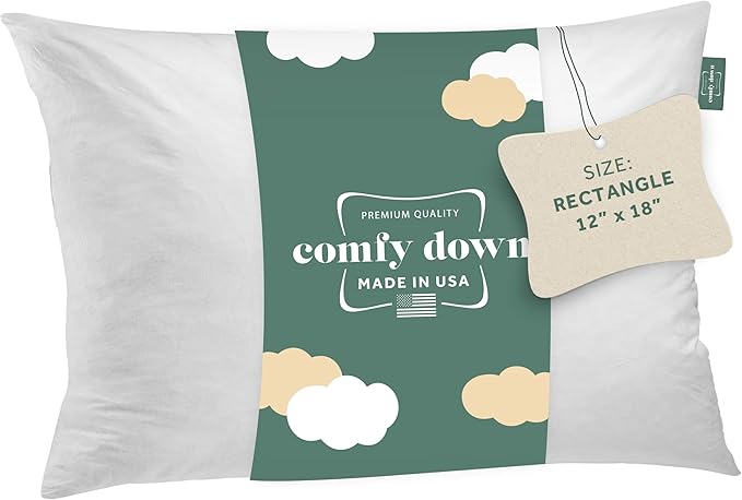 ComfyDown Decorative Throw Pillow Insert, Down and Feather Fill, 100% Cotton Cover, 233 Thread Count - Made in USA (12 X 18)