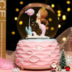Snow Globes,Mermaid Snowglobes with Musical,LED Lights, Musical Snow Globe Music Box Color Lights