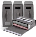 IBRAKIM Bedsheet Organizer Set of 4, Linen Storage Organizer for Closet and Under Bed, Foldable Bedding Organizer for Sheets, Blankets, Comforters, Closet Storage Bins, Grey