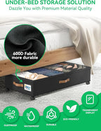 Under Bed Storage with Wheels, 2-Pack 58L Under the Bed Storage Containers with Lids, 1-Pack 15L Box, Organizer Bins Rolling Underbed Storage for Clothes, Underwear, Socks, Shoes - Delicate