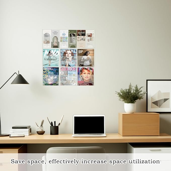 Acrylic Brochure Pamphlet Holder, 6 Magazine Holders and 6 Pamphlet Holders, Clear Brochure Display Stand Wall Mount, Trifold Flyer Rack, Literature Storage Rack for Home, Offices, Waiting Room