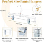 HOUSE DAY 50 Pack Skirt Hangers Pant Hangers with Clips, Clear Plastic Hangers for Pants, Skirts, Shorts, Versatile Use Clip Hanger, Retail Hanger