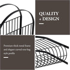 MyGift Deluxe Mid Century Metal Wire Magazine Rack in Matte Black Finish, Tabletop or Floor Standing Sling Basket for Magazines and Newspapers