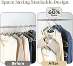 12-Pack Heavy Duty Plastic Extra-Wide Arm 15"-23" Suits Clothes Hangers with Swivel Hooks,Perfect for Coat,Jacket,Dress,Shirt,Trousers or Closet Space Saving,Grey&Tan