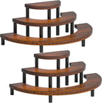 3-Tier Wooden Display Risers, Rustic Cupcake Stand, Perfume Organizer, Dessert Table Display Set for Party & Home Decor (2 Pack Brown)