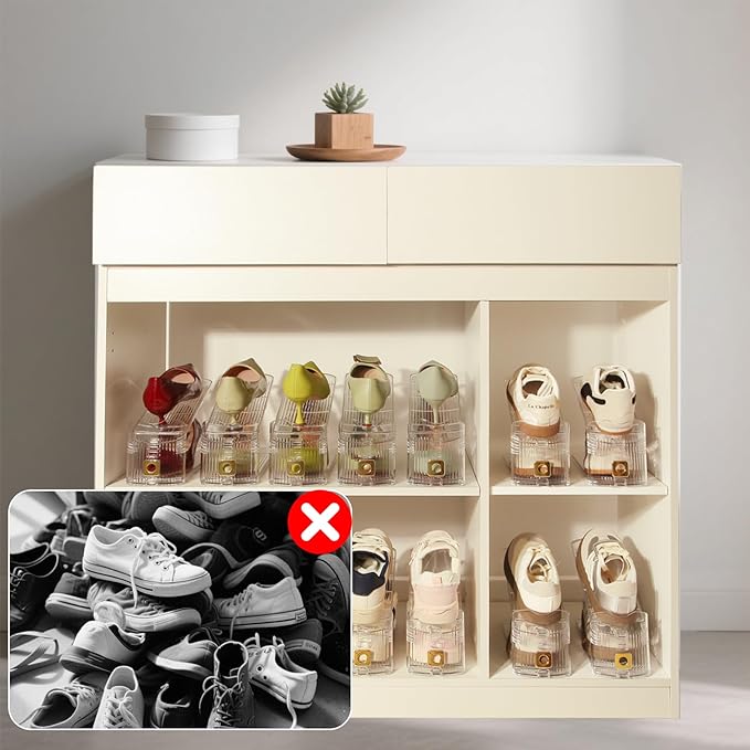 30 Pack Shoe Slots Organizer, Shoe Stackers Organizer for Closet Adjustable Shoe Holder Space Saver 50% Shoes Racks for Closet Organization
