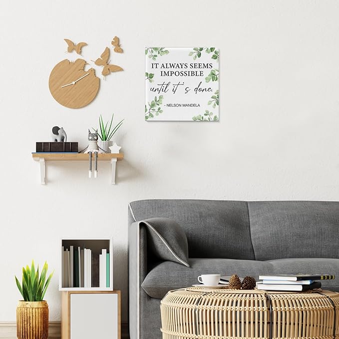Inspirational Wall Art Motivational Painting Wall Decor for Office Living Room Bedroom, It Always Seems Impossible until It's Done Canvas Posters Art Work Gift (8 X 8 Inches, Framed)