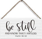 huester Christian Wood Plaque Sign, Be Still and Know Wall Decor, Christian Religious Home Wall Decor, Bible Verses Wall Decor, Be Still and Know that I am God Wall Hanging Decor, 12x6 inches