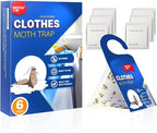 【𝐇𝐢𝐠𝐡𝐥𝐲 𝐄𝐟𝐟𝐞𝐜𝐭𝐢𝐯𝐞】 Clothes Moth Traps with Extra Strength Pheromone Attractant -NonToxic Sticky Glue for Closet and Carpets Bearing Webbing Moths, 6 Pack