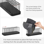Mkono Hat Organizer for Baseball Caps, Hat Holder for 10 Baseball Caps, Tabletop Hat Rack Stand Hat Storage Display Cap Organizer for Desk Closet Shelf Dresser (Black, Small)