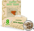 Pantry Moth Trap with Pheromone Attractant 8 Pack, Easy to use Moth Treatment, Odorless/Non-Toxic Strong Sticky Strips for Kitchen and Cupboard