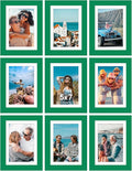 Vittanly 5x7 Picture Frames Set of 9, Shatter Resistant Plexiglass, Display 4x6 Pictures with Mat or 5x7 without Mat, Photo Frames for Wall or Tabletop, Engineered Wood, Green
