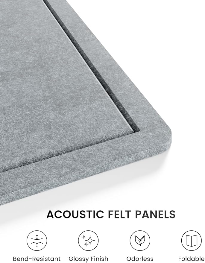 Fluxynara Large Bulletin Board, 47.2" x 35.4" Cork Board Alternative with 24 Safe Removable Adhesive Tabs, Foldable Felt Pin Board for Home Office, Classroom, Bedroom,Entryway for Walls—Blue Gray