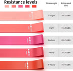 Resistance Bands for Working Out, 5-Pack Elastic Exercise Bands for Strength Training, Stretching, Workout; Home Gym Equipment for Women Men, Pilates Yoga Physical Therapy, Leg Glute Arm Exercise Kit