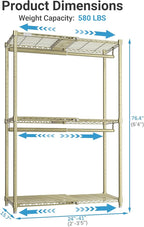 VIPEK X1 Expandable Clothes Rack Heavy Duty Adjustable from 2' to 3'5" with Adjustable Shelves and Hanger Rods, Reach-in & Walk-in Closets Metal Garment Racks Portable Closet, Gold