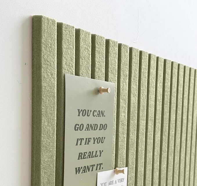 Large Cork Board for Office, 8 Pack Felt Wall Tiles with Slat Wall Paneling and Safe Removable Adhesive Tabs, Felt Bulletin Board Pin Board Cork Boards for Walls - Sage Green