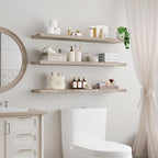 RALGEND Floating Shelves for Wall, 47.2" Large Grey Wall Shelf Set of 3 with Invisible Brackets, 1.5" Thick Hanging Book Shelves Farmhouse Decor for Bathroom, Living Room, Bedroom, Greige 12301BJP3BG