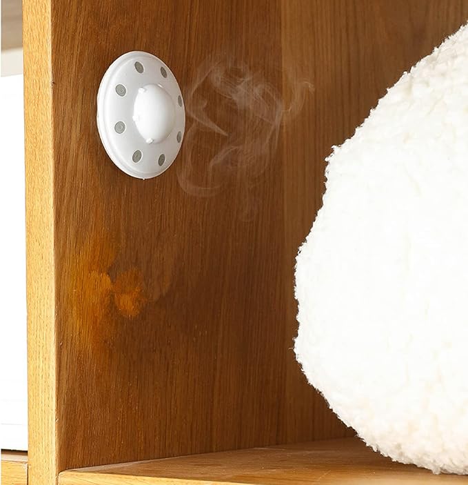 6 Pack Moth Ball Case with Adhesive Wall Sticker, Refillable Case for Moth Repellent Balls, Closet Clothes House Drawers Hanger Moth Block Case, 6cm Diameter, White, 6 Count (Pack of 1)