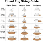 OLANLY Khaki Round Rugs for Bedroom - Machine Washable, 5 ft Circle Area Rugs for Living Room, Soft and Fluffy Shaggy Carpet for Teen Girl and Boys, Nursery Rooms, Dorms, Home Decor Aesthetic