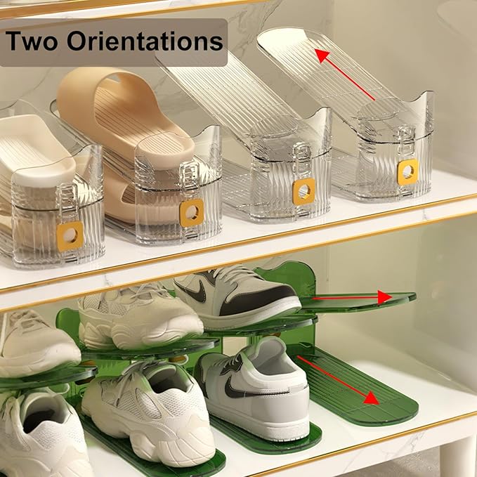 20Pack Shoe Slots Organizer for Closet Shoe Stacker Shoe Rack Organizer for Closet Space Saver Storage Holder Organization (Clear)