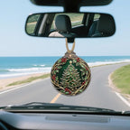 DASTOLL Stained Glass Christmas Decorations, Vintage Patina Wreath Suncatcher for Window Christmas Tree Hanging Ornaments Green Sun Catcher Xmas Decor Gifts for Women Men Mom Nana Friend