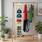 VERONLY Hanging Shoe Organizer for Closet with 8 Shelves,Mesh Pockets-Wider Hanging Shelves for Shoes,Clothes,Hats With Sturdy Bamboo-Supported Design (Beige)