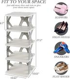 Foldable Shoes Organizer, 5-Tier Vertical Shoe Rack, Narrow Shoe Storage for Entryway, Front Door, Closet, Bedroom, Hallway