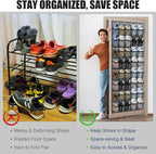 Over the Door Shoe Organizer - 40 Large Breathable Mesh Pockets, Space Saving Hanging Shoe Organizer with Metal Hooks, Hanging Shoe Rack for Men's and Women's Shoes (Grey-A)