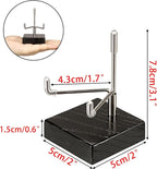 Hipiwe Adjustable Stainless Steel Arms Display Stand Wooden Base Rock Display Small Display Easel Holder for Displaying Fossil Coral Geodes Rock Mineral Agate Plate Seashell and Photos, 2"x2"x3.1"