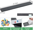 Cork Board for Walls - 8 Pack Felt Pin Board Bar Strips - Self-Adhesive Lightweight Bulletin Board - Cork Board for Office with 40 Push Pins No Damage for Wall (Dark Grey)