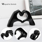 FANTESTICRYAN Small Heart Hands Statues Hand Love Sculpture Cute Decorative Home Decor Ornaments for Living Room, Wedding, Office Desktop, Cabinets, Bookshelf, Gift for Mom (Small Black)