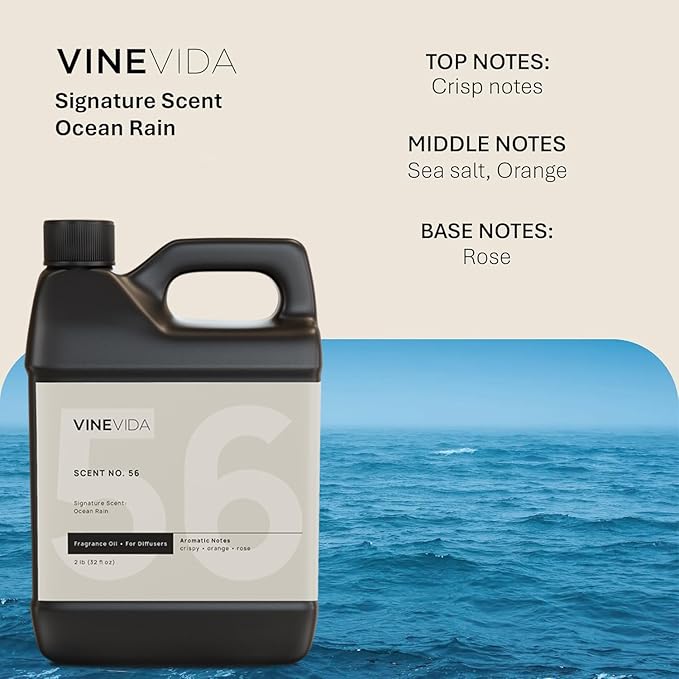 VINEVIDA [32 Fl Oz] Ocean Rain Fragrance Oil for Cold Air Diffusers, Essential Oils for Diffuser Oil Refill & Air Freshener Room Spray