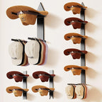 Cowboy Hat Rack for Wall, Cowboy Hat Holder Wall Mount Holds up to 6 Hats, Wooden Western Rustic Metal Hat-Organizer with Arrow Sign Board, Display and Decor Rack for Fedora, Sun Hats,Baseball Caps