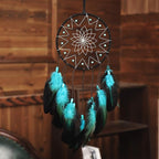MOONFLY Dream Catcher Handmade Traditional Feather Dreamcatcher Hanging Home Wall Decoration Craft Ornament for Home, Bedroom, Kids, Boys Native American Style Décor (Blues)