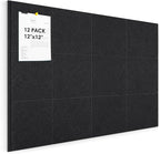Large Felt Bulletin Board 48" x 36", Cork Board Alternative, 12 Pack Felt Wall Tiles with Push Pins and Adhesive Tabs, Cork Boards for Walls Pin Board for Office & HomePanels, Black