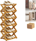 2/3/4/5/6/7/8/9 Tier Bamboo Shoe Rack - Foldable,No Installation Needed,Space-Saving Multi-Tier Storage for Indoor & Balcony Use (Yellow,6 Layers)