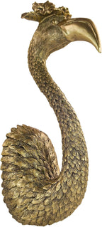 GUSFREUD Vintage Animal Head Wall Decor - 13" Resin Flamingo Wall Art For Home Decor, Gold Bird Wall Sculptures for Living Room, Bedroom, Kitchen, Unique Gift Idea