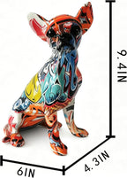 Colorful Chihuahua Statue, Creative Dog Puppy Home Sculpture Decor, Suitable for Bookshelf Desktop Kitchen Living Room Decorative Table Decoration, Gift for Dog Lovers Women and Men(Large)