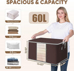 BALEINE 8 Pack Clothes Storage Bags, 16 Gallon Storage Containers with Reinforced Handle, Sturdy Zipper, Closet Organizer for Blanket, Comforter, Pillow, Bedding (Brown, 8 Pack)