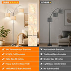 Nintiue Dimmable Floor Lamp - 3 Lights Brushed Nickel Arc Floor Lamps for Living Room,1000LM Modern Tall Standing Lamp with White Shades,Mid Century Tree Floor Lamp for Bedroom,3 LED Bulbs Included