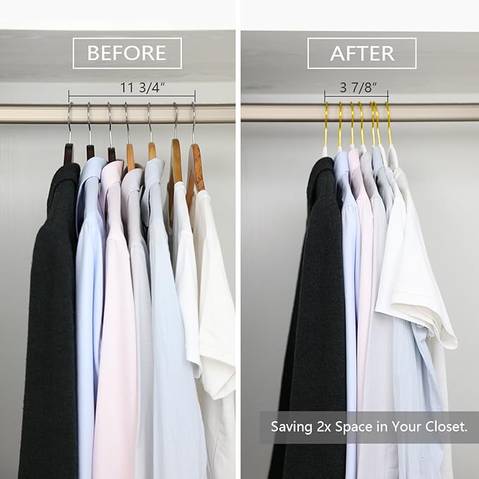 MIZGI Premium Velvet Hangers Pack 50 Pcs Heavyduty - Non Slip Slimline - Velvet Suit Hangers White - Gold Hooks,Space Saving Clothes Hangers