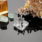 Hipiwe Acrylic Display Stand, Three Metal Peg Display Easel Small Acrylic Base for Sphere Crystal Ball Mineral Geodes Rock Agate Small Collectibles,Silver