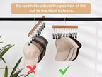 StorageWorks Hat Rack, Closet Organizer and Storage for Baseball Caps,Set of 2 with 10 Adjustable Stainless Steel Clips, Fits All Caps, Natural Wood Color