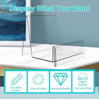 Boloyo Acrylic Display Stand with Sign Plate, 6PC Clear Display Easel Purse Display Riser Holder, Acrylic Purse Display Holder for Displaying Wallet, Purse, Handbag, Cosmetic, Jewelry, Glasses (Large, 6PC)