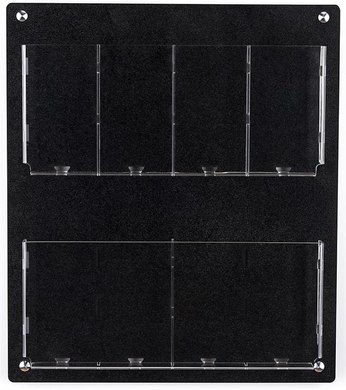 Displays2go Acrylic Wall Mounted Magazine Rack, 4-8 Adjustable Pockets, 2-Tiered - Black (2RP4BLK)