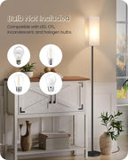 Set of 2 Floor Lamps for Living Room, Modern Tall Standing Lamps with Foot Switches, Bulb Not Included, 64.6'', for Living Room, Bedroom, Kids Room, ETL Listed, Beige and Black E07LDP205W1